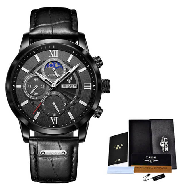 Relógio Masculino Lige Ocean King Com Pulseira de Couro - Imagem 4