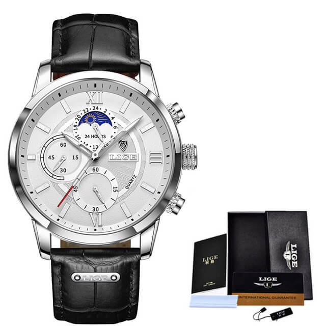 Relógio Masculino Lige Ocean King Com Pulseira de Couro - Imagem 2