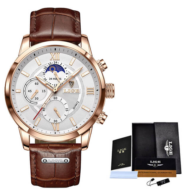 Relógio Masculino Lige Ocean King Com Pulseira de Couro - Imagem 11