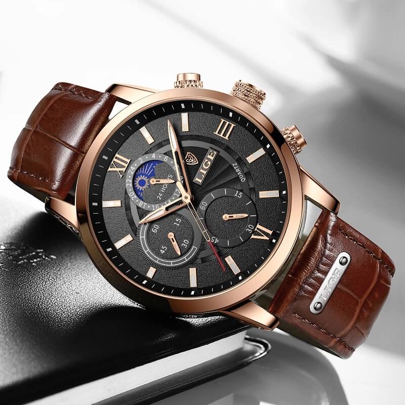 Relógio Masculino Lige Ocean King Com Pulseira de Couro - Imagem 3
