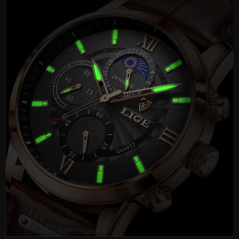 Relógio Masculino Lige Ocean King Com Pulseira de Couro - Imagem 5