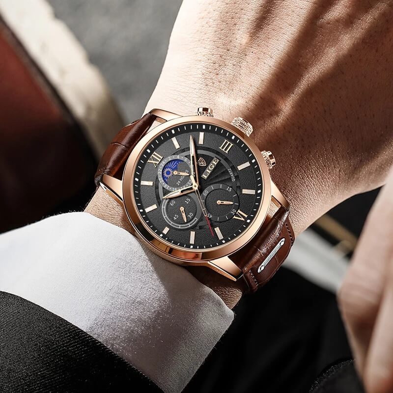 Relógio Masculino Lige Ocean King Com Pulseira de Couro - Imagem 9