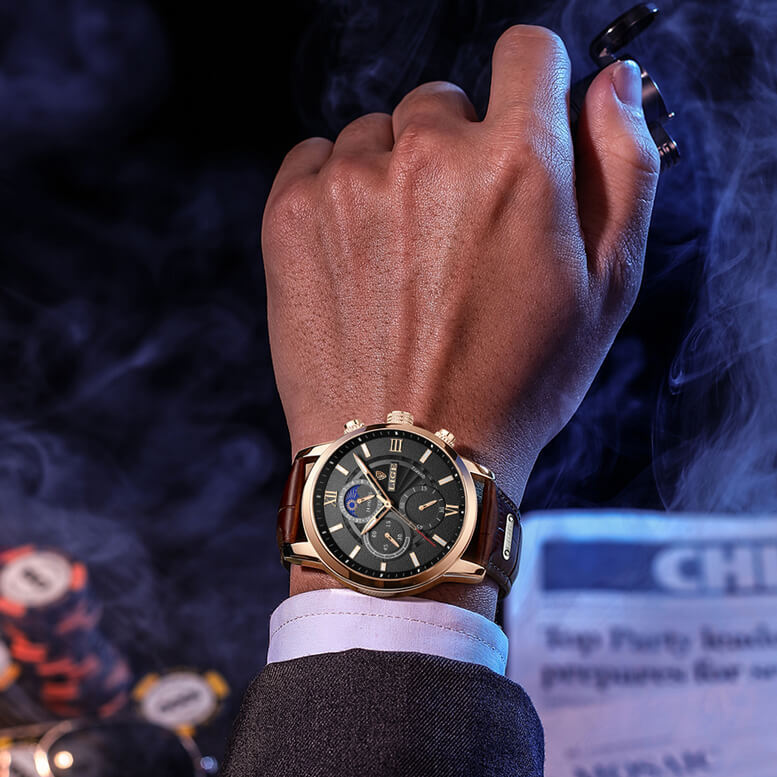 Relógio Masculino Lige Ocean King Com Pulseira de Couro - Imagem 13