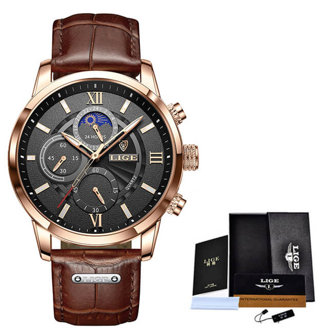 Relógio Masculino Lige Ocean King Com Pulseira de Couro - Imagem 8