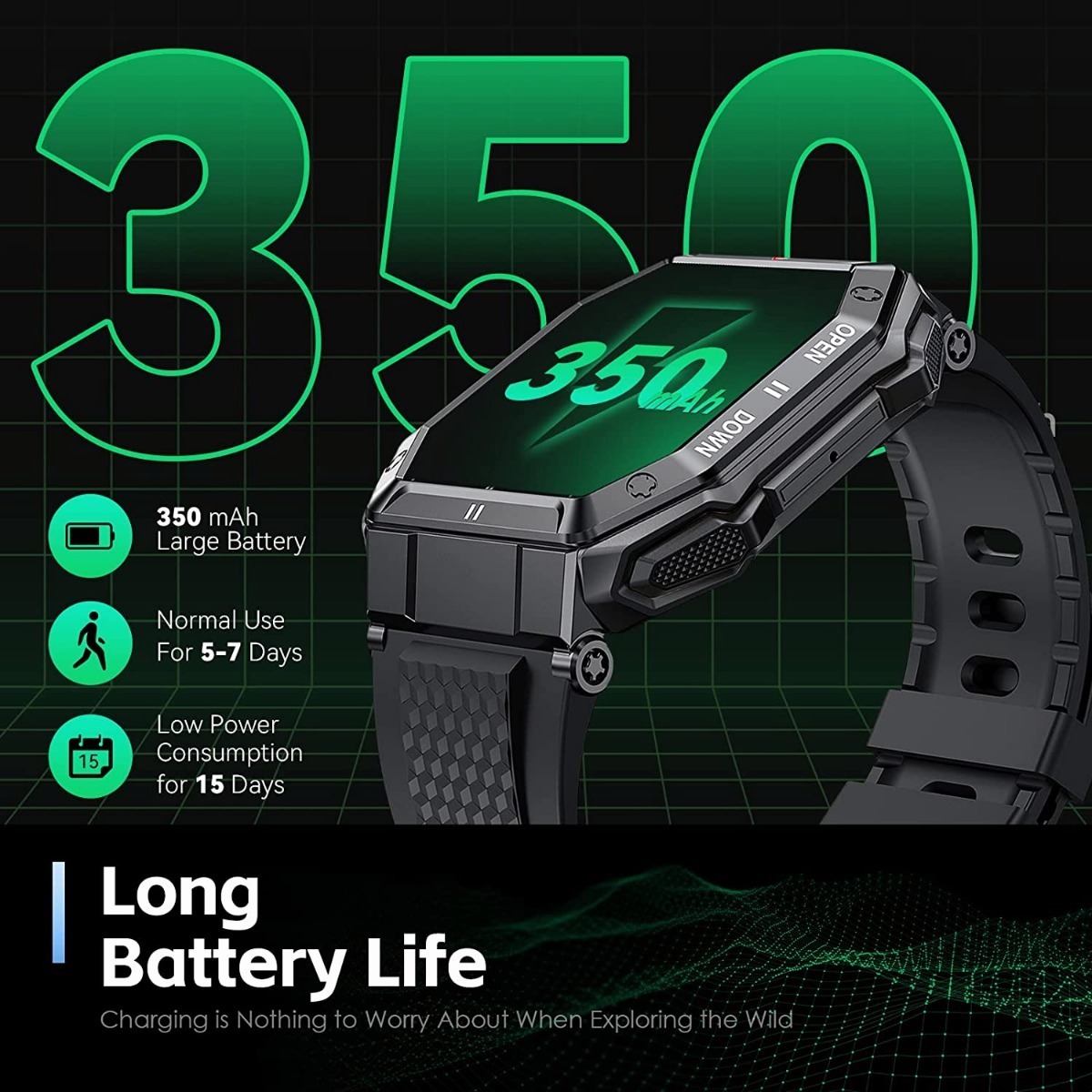 Smartwatch Para Homens Tactical Fitness Tracker - Imagem 12