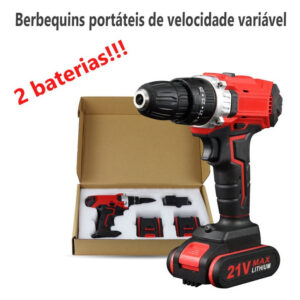 Broca Elétrica De Lítio 21v Duas Velocidades 800w 2 Baterias