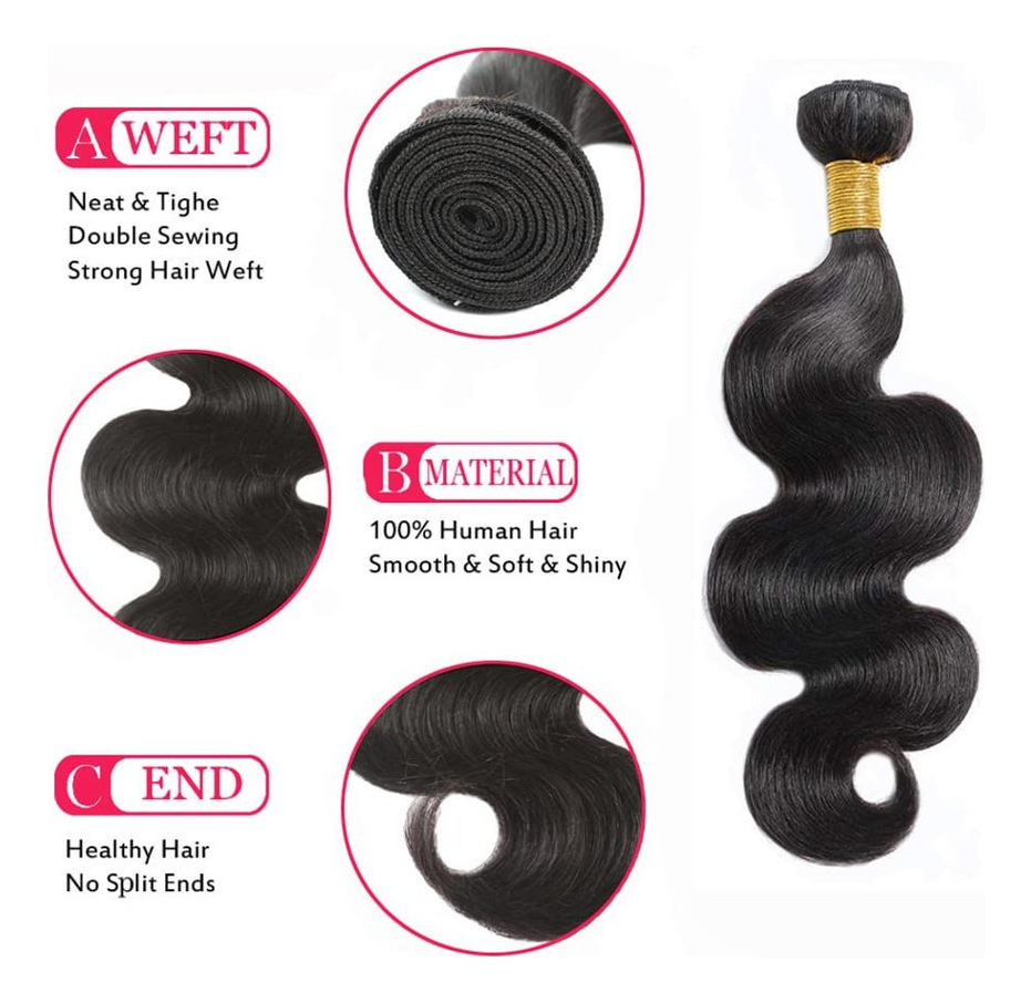 Aplique Cabelo Humano Onda Corpo Tecer Cabelo Virgem 35cm - Imagem 3