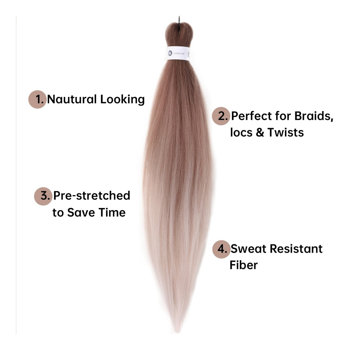 Peruca Um Cabelo De Cor De Gradiente Arco-íris Pré-esticado - Imagem 15