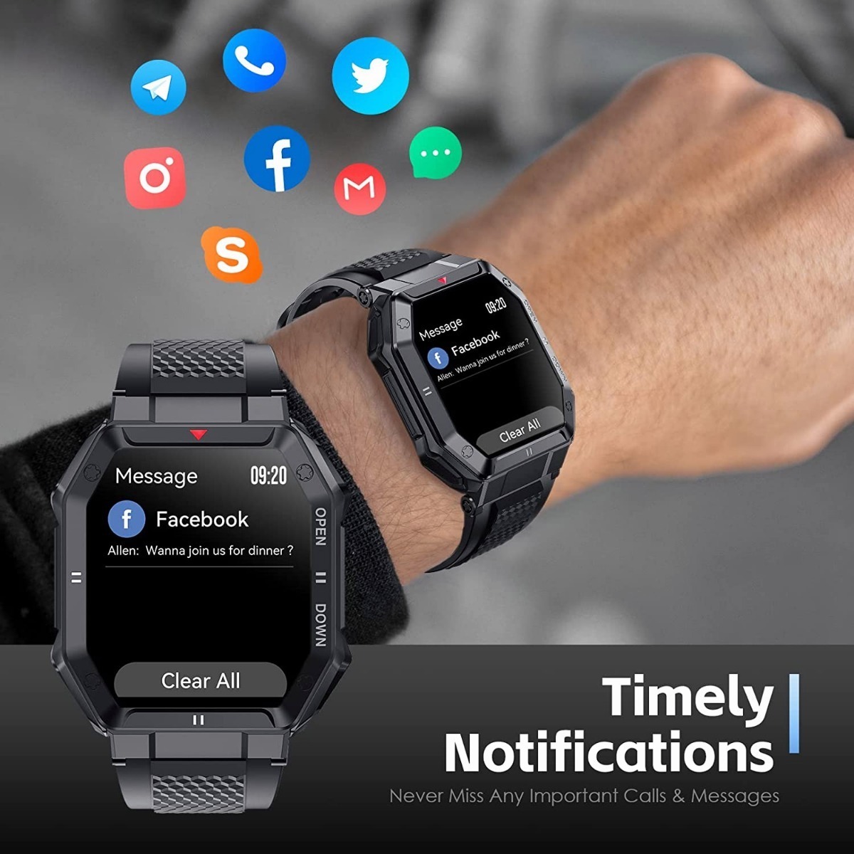 Smartwatch Para Homens Tactical Fitness Tracker - Imagem 10