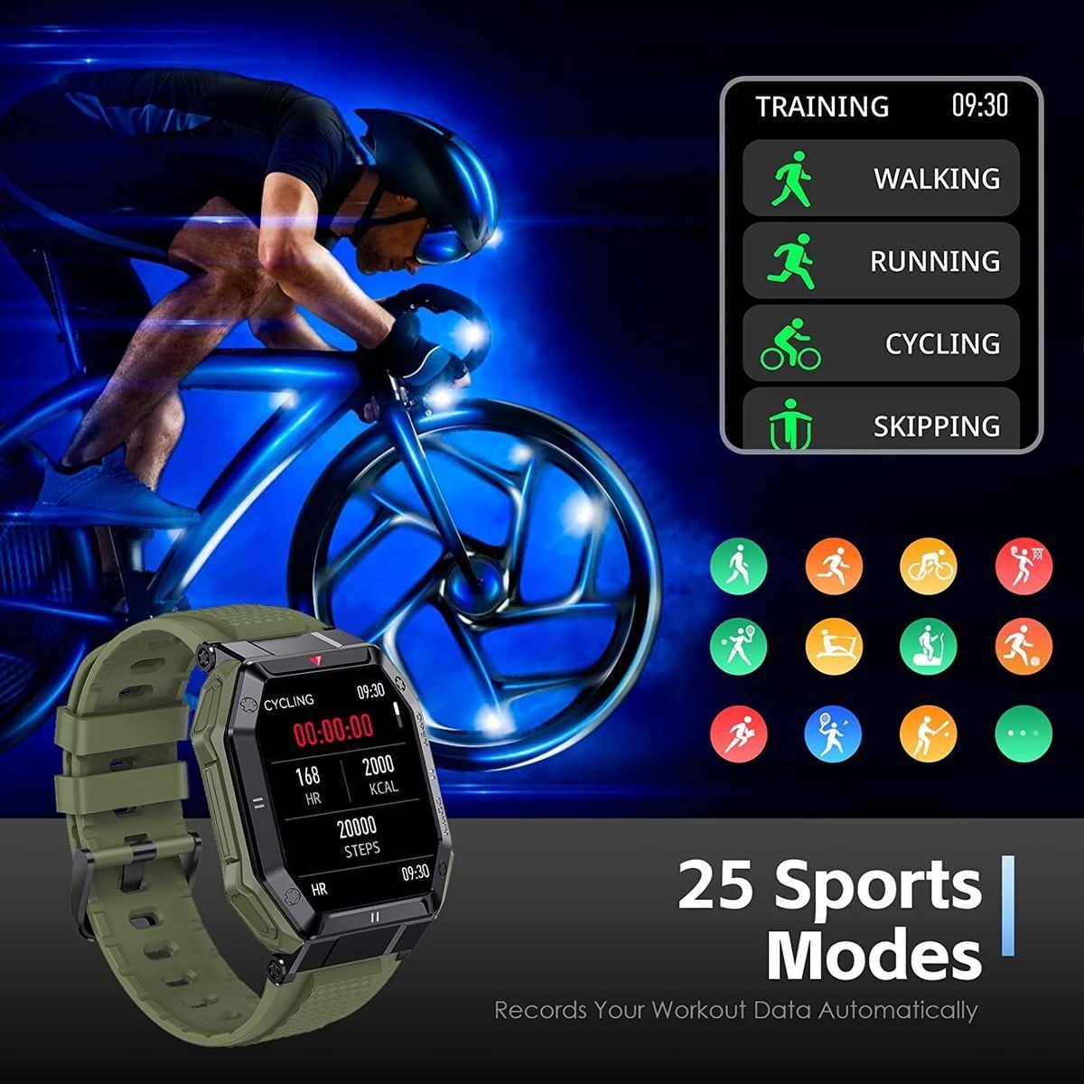 Smartwatch Para Homens Tactical Fitness Tracker - Imagem 6