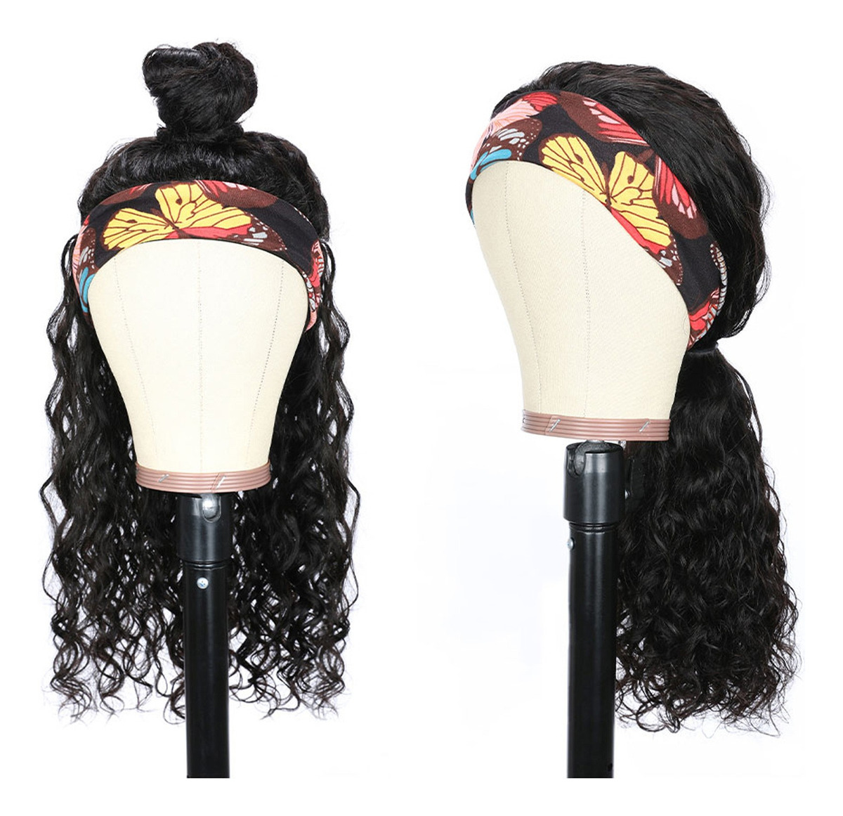 Peruca Headband Peruca De Cabelo Humano Encaracolado Nenhum - Imagem 39