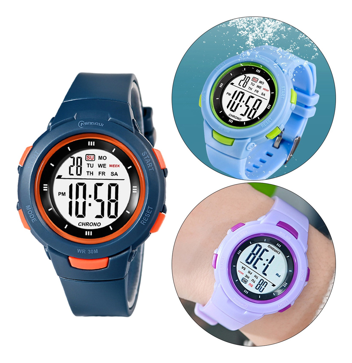Meninos Girls Digital Watch Electro Impermeável Ao Ar Livre - Imagem 6