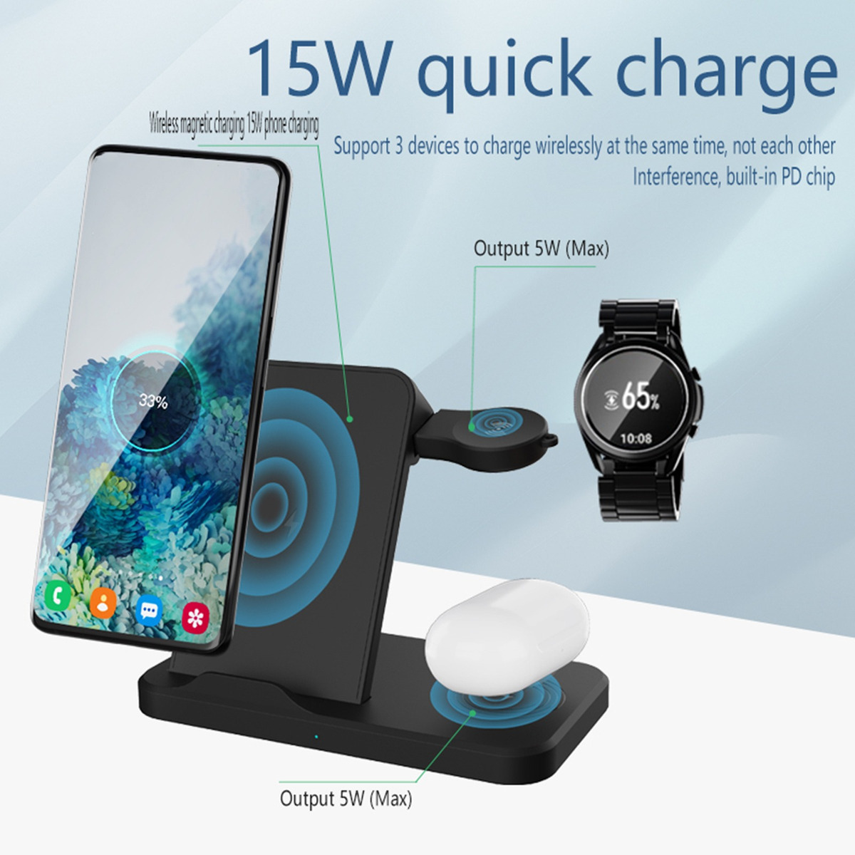 3 Em 1 Para Samsung-galaxy Watch 3/watch 4/ativo/buds Usb Ch - Imagem 4