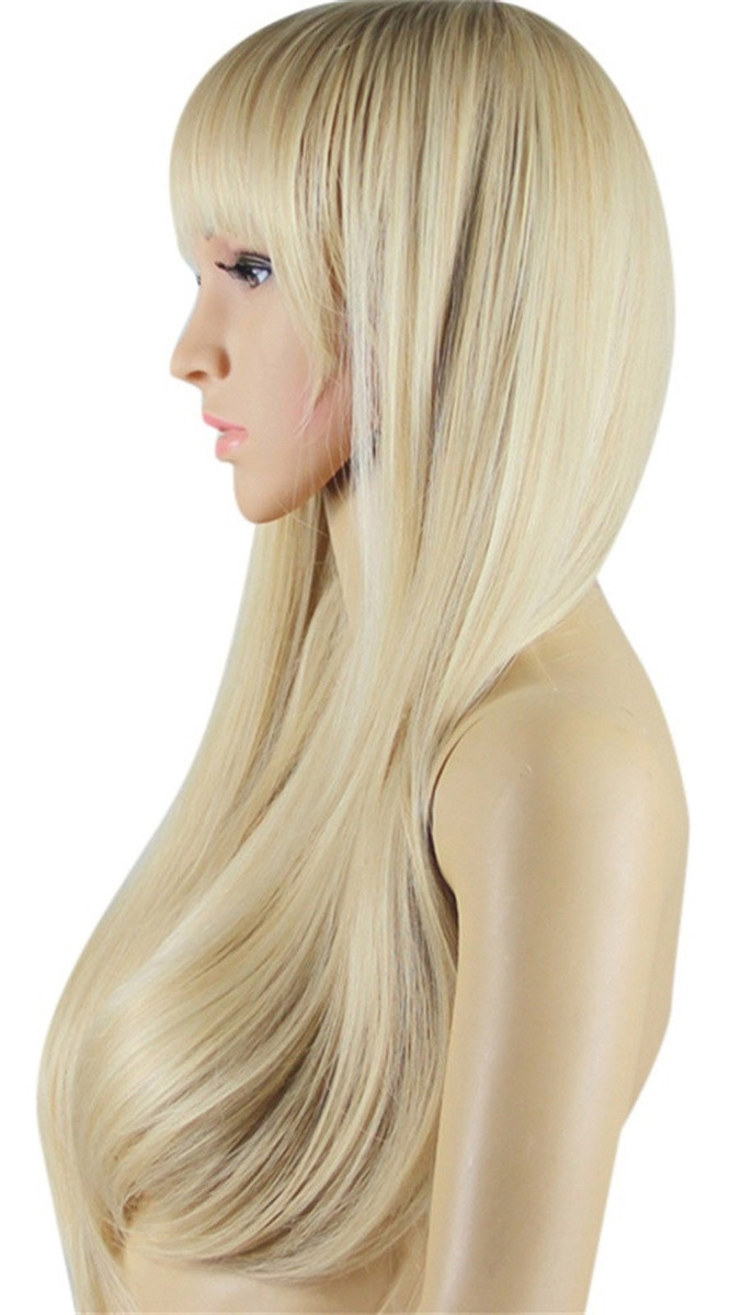 Peruca Frontal Feminina, Loira, Longa, Ondulada, Peruca Comp - Imagem 3