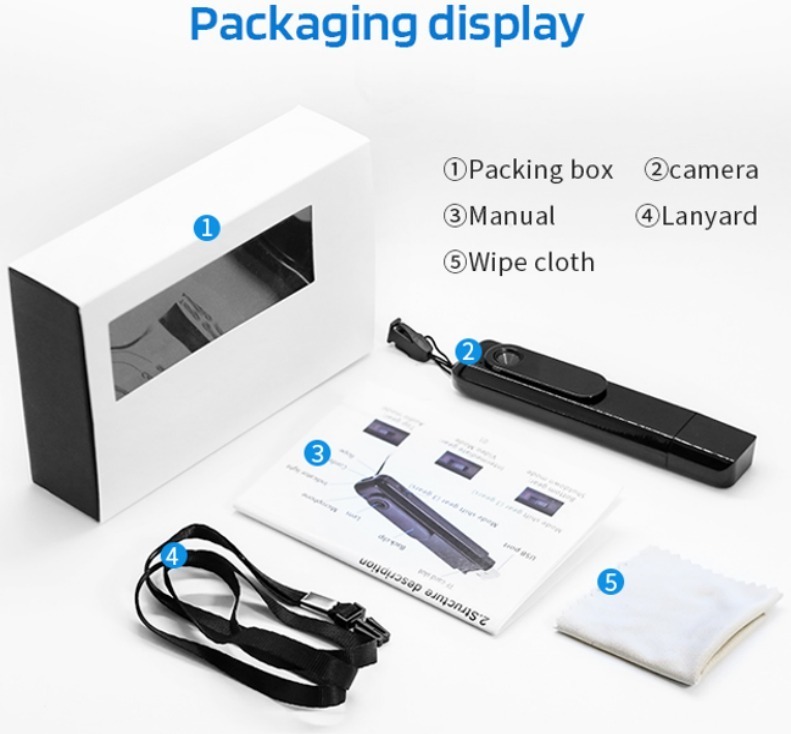 Gravação De Vídeo Portátil Mini 1080p T008 Pocket Camera Hd - Imagem 3
