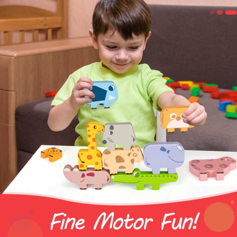 Blocos De Jogos Para Animais Empilhados Montessori De Alto E - Imagem 6