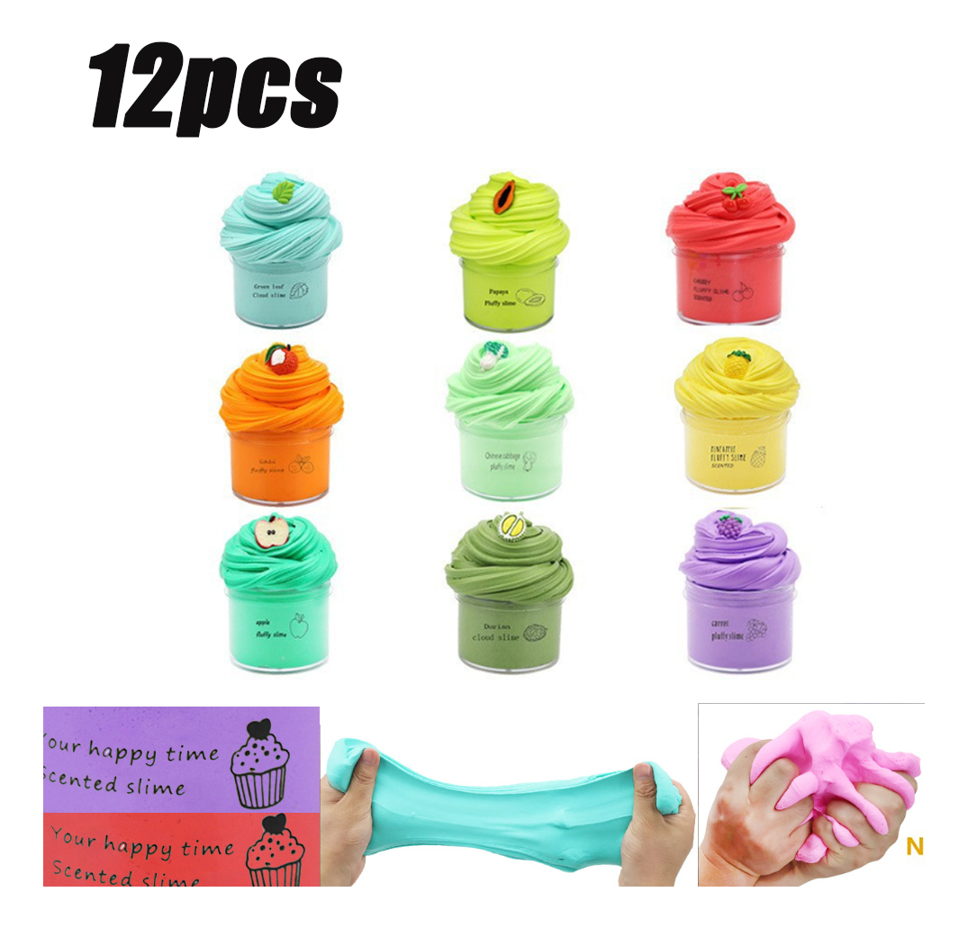 12 Peças De Brinquedos Infantis Pine Mud Fluffy Floam Slime