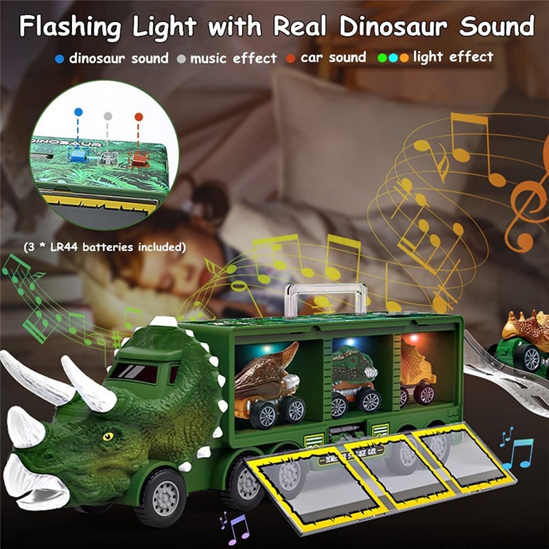 Caminhão De Brinquedo Do Dinossauro Dos Miúdos Com Luzes E S - Imagem 2