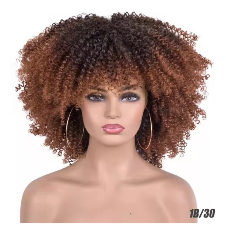 Afro Cabelo Sintético Mulheres Perucas Curtas Encaracoladas - Imagem 8