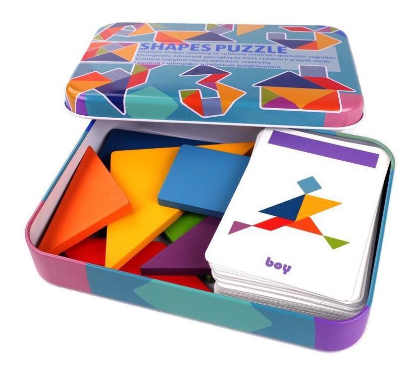 Brinquedos De Quebra-cabeça De Madeira De Tangram Geométrico