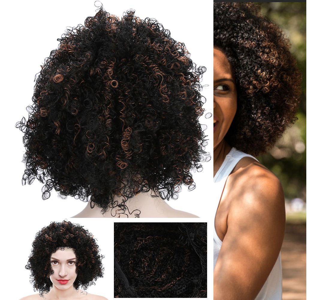 Peruca De Cabelo Peruca Curta Encaracolada Peruca De Cabelo - Imagem 7