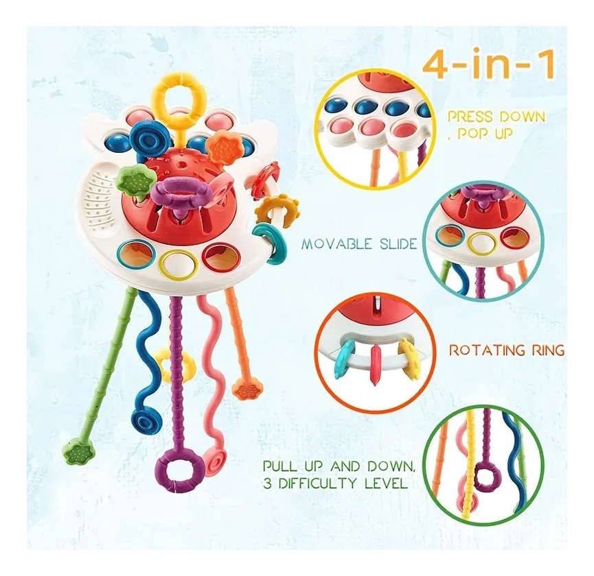 Brinquedo Sensorial De Bebê 4 Em 1 Com Cordão - Imagem 6