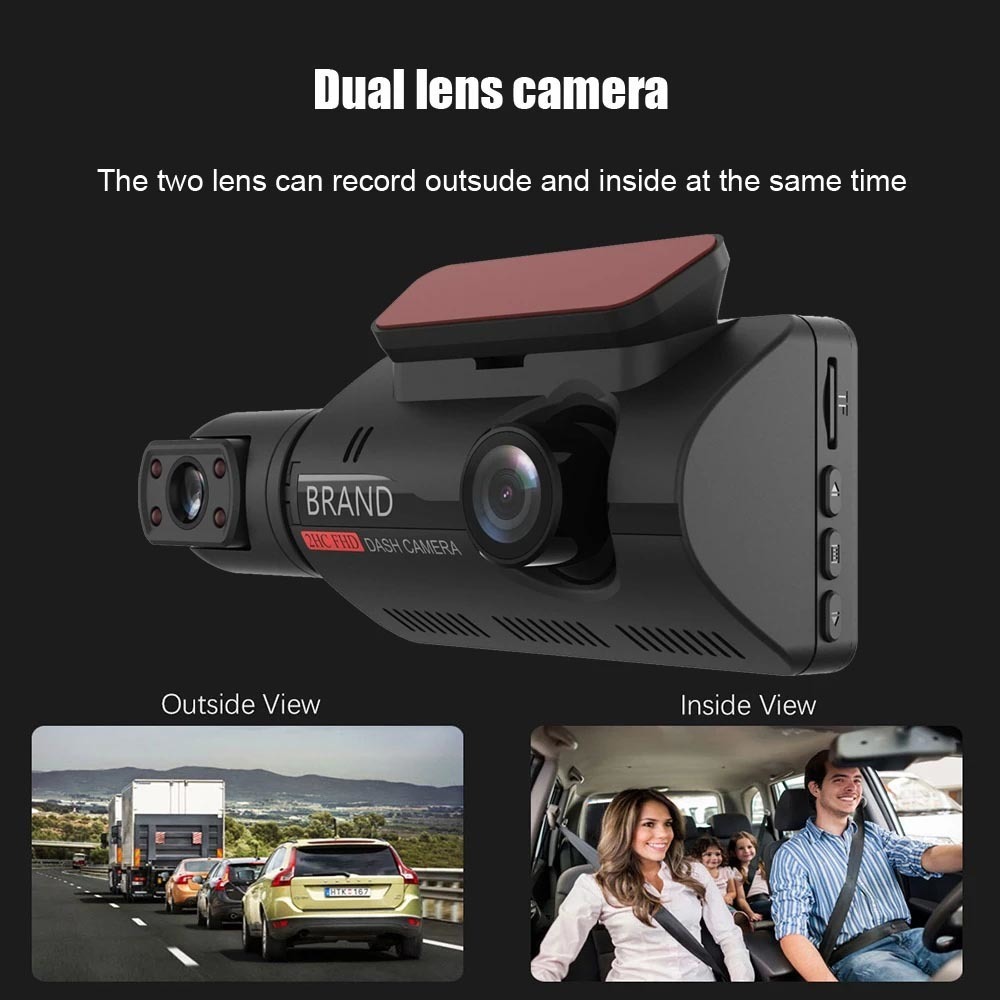 2 Lentes Hd 1080p Dash Cam+gravador De Vídeo Para Carro - Imagem 2