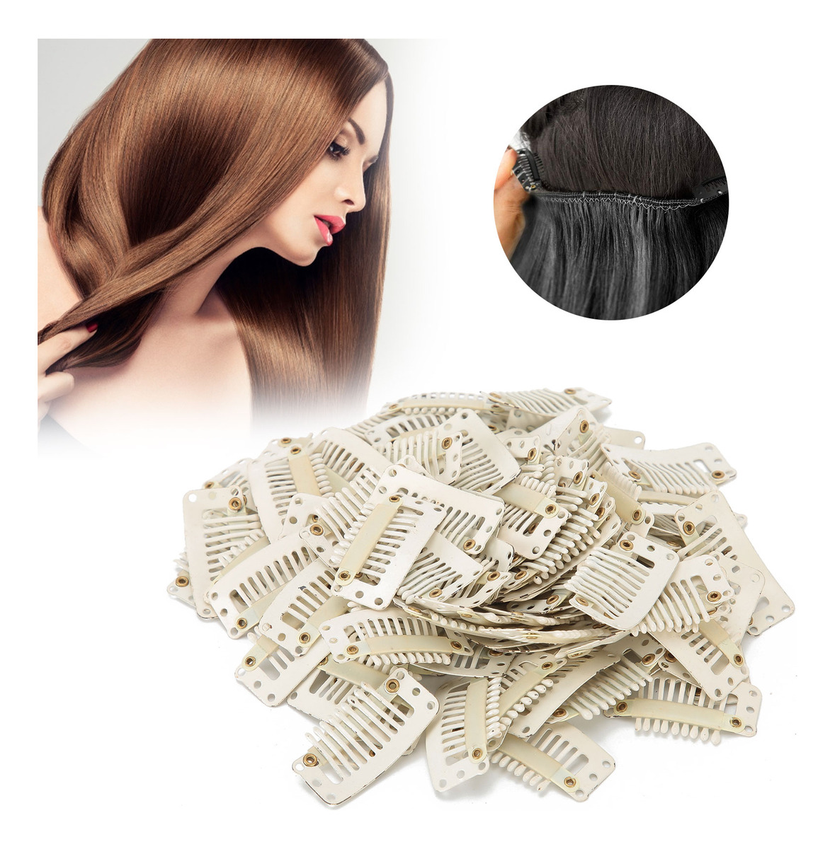 100 Pçs 1.3in Peruca Clipes Pente Hairpin Manganês Aço Diy - Imagem 10