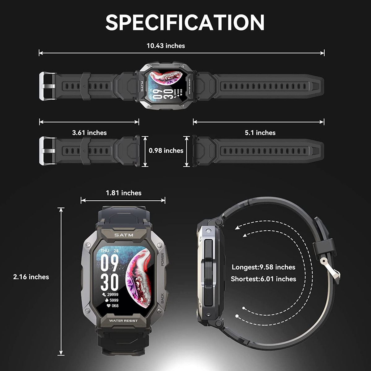 Promoção De Um Smartwatch Militar Impermeável E Anti-choque - Imagem 9