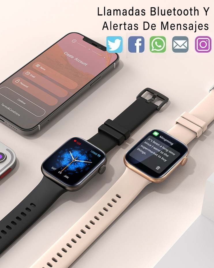 Smartwatch Impermeável Com Bluetooth Rosa Sobre Cinta Preta - Imagem 20