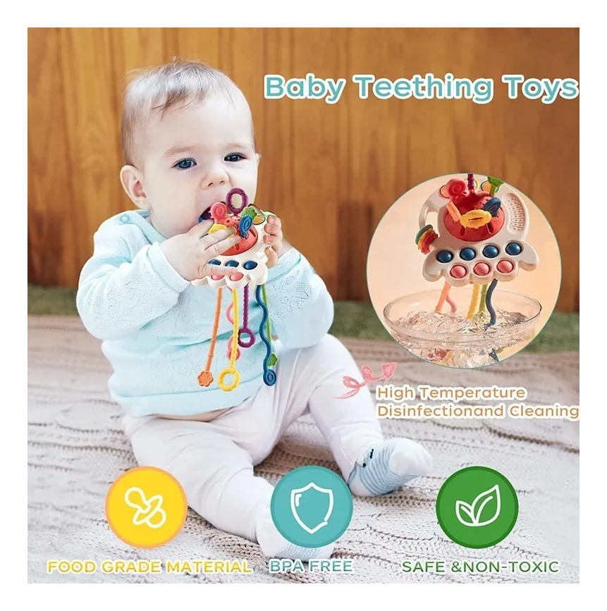 Brinquedo Sensorial De Bebê 4 Em 1 Com Cordão - Imagem 7