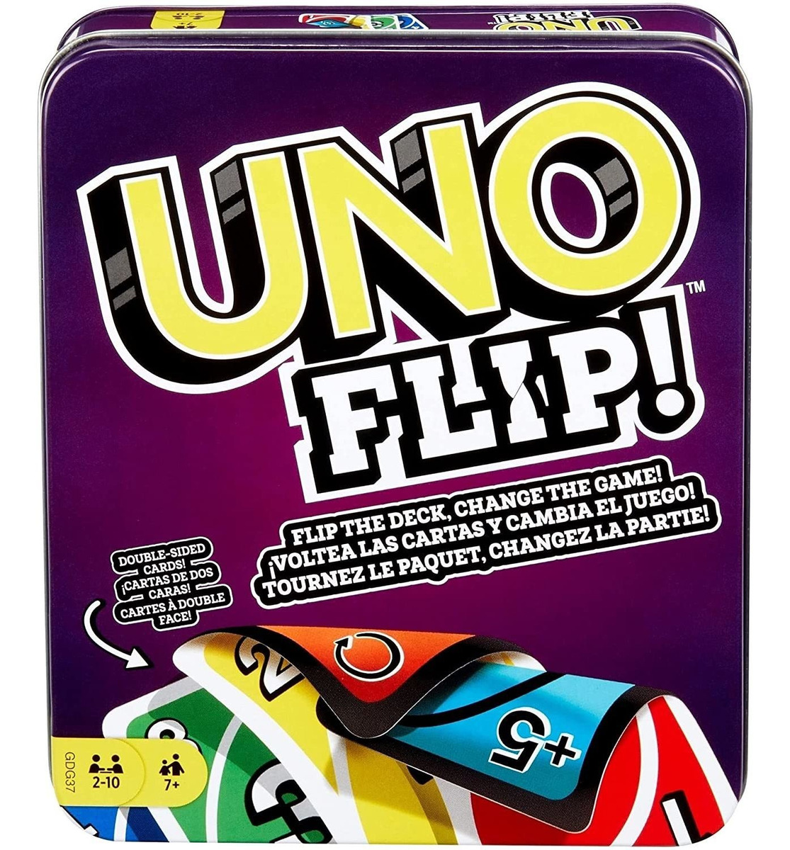 Jogo De Cartas Da Família Uno Flip Com 112 Cartas Em Uma Lat