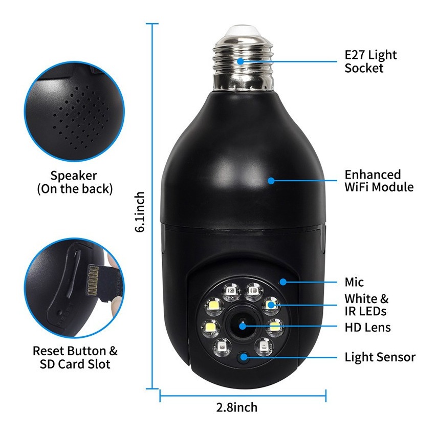 Camera De Segurança Wifi,360° Camera Espia 5ghz - Imagem 6