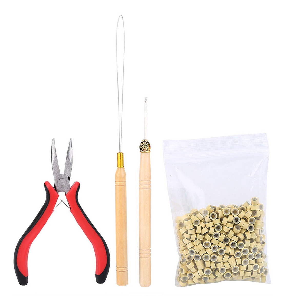 Kit De Conectores De Peruca Alicate Hook Loop Needle Com 500 - Imagem 3