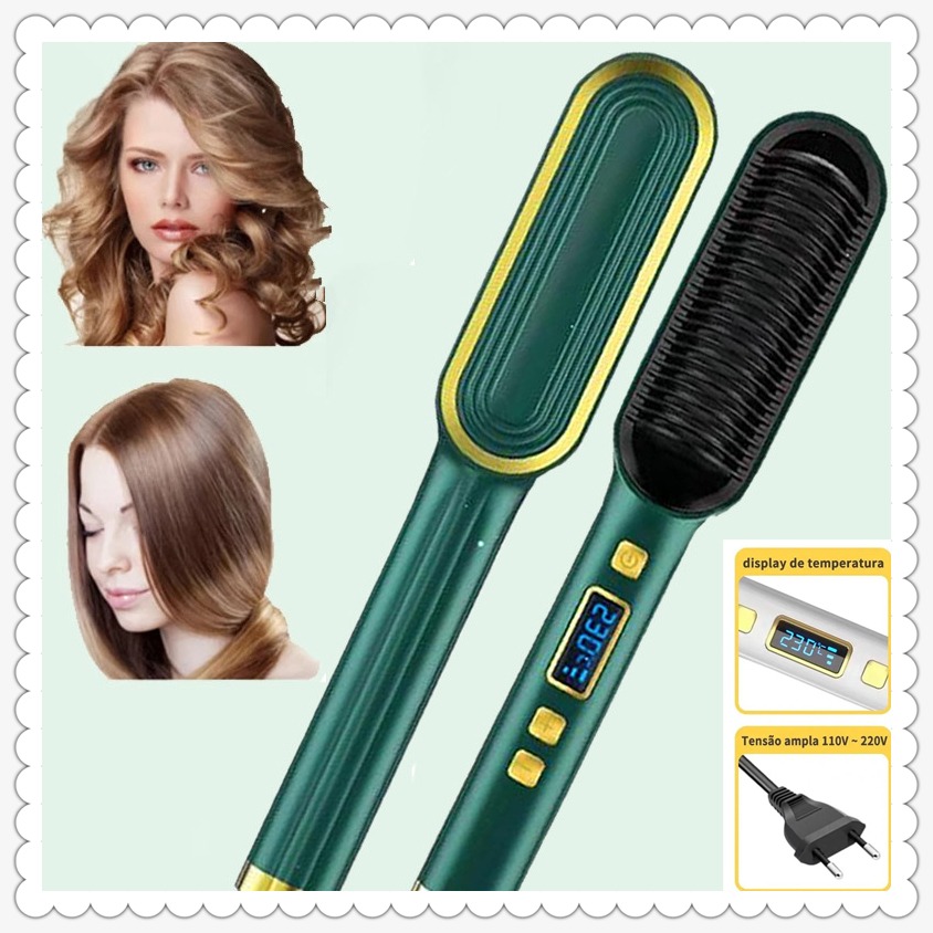 Escova Elétrica Profissional Do Alisador Do Cabelo Do Íon Ne