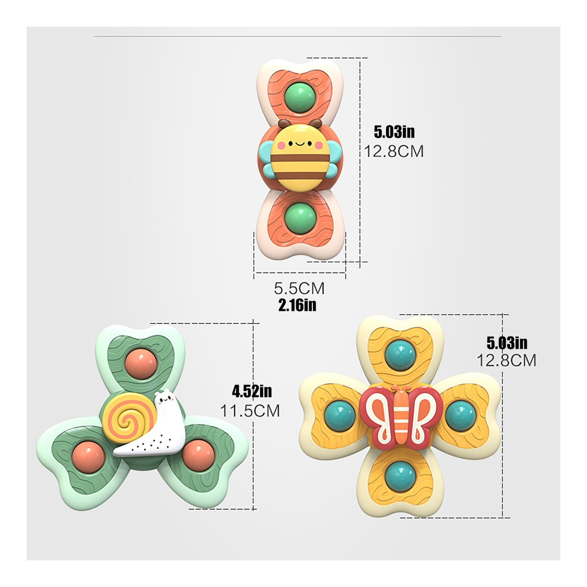 Ventosa Spinning Top Toy 3pcs/set Bebê Banho Brinquedo Água - Imagem 7