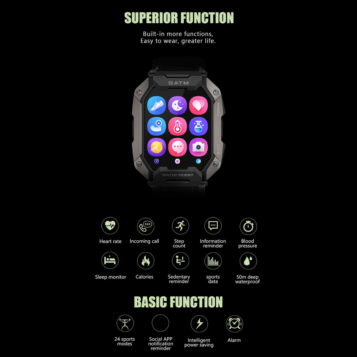 Smartwatch Robusto Para Esportes Ao Ar Livre C20 1,72 280* - Imagem 25