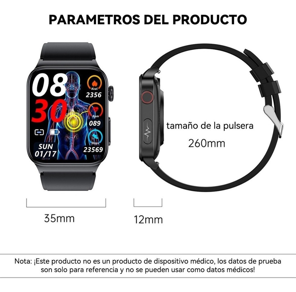 Reloj Inteligente Glucosa En Sangre Frecuencia Cardíaca E500 - Imagem 6