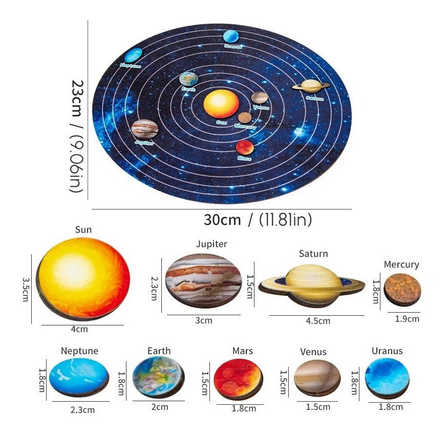 Brinquedos Montessori Kids Wooden Universe Planet Puzzle - Imagem 2