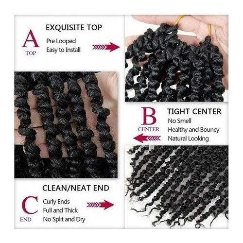 Apliques De Cabelo Encaracolado De Crochê Com Ondas De Água, - Imagem 4