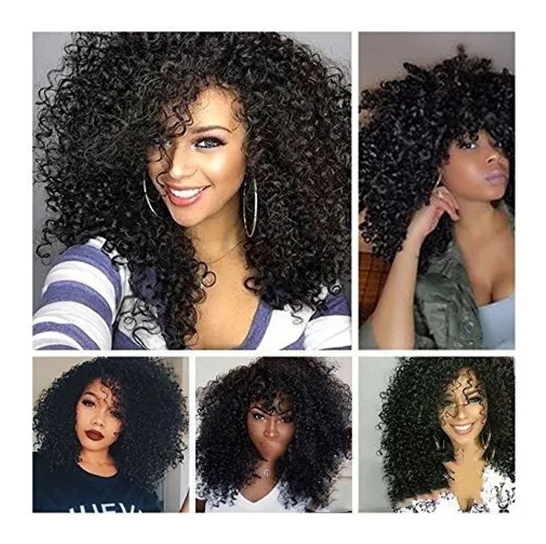 Peruca De Renda Afro Encaracolada Feminina Natural Com Cacho - Imagem 3