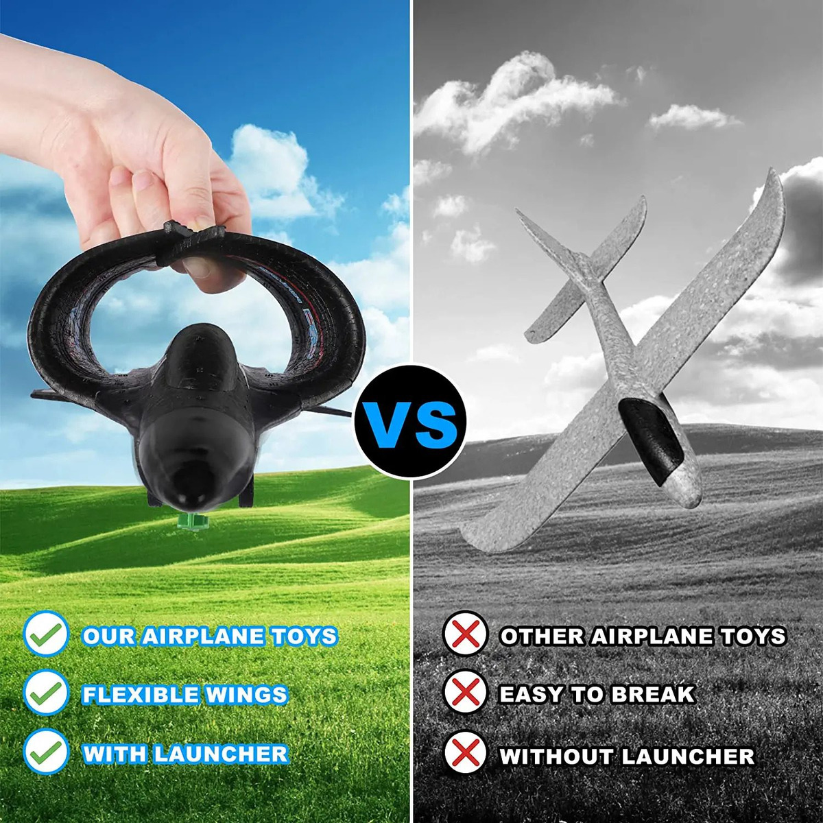 2pc Brinquedos De Avião Com Lançador Brinquedos Ao Ar Livre - Imagem 4