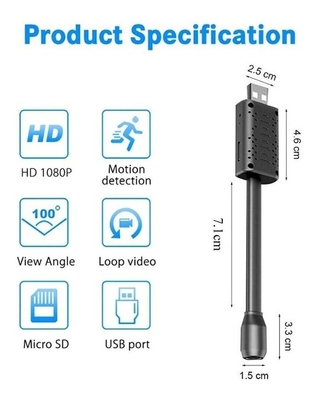 Mini Câmera Hidden Usb Wifi Spy Gravando Áudio Discreto - Imagem 8