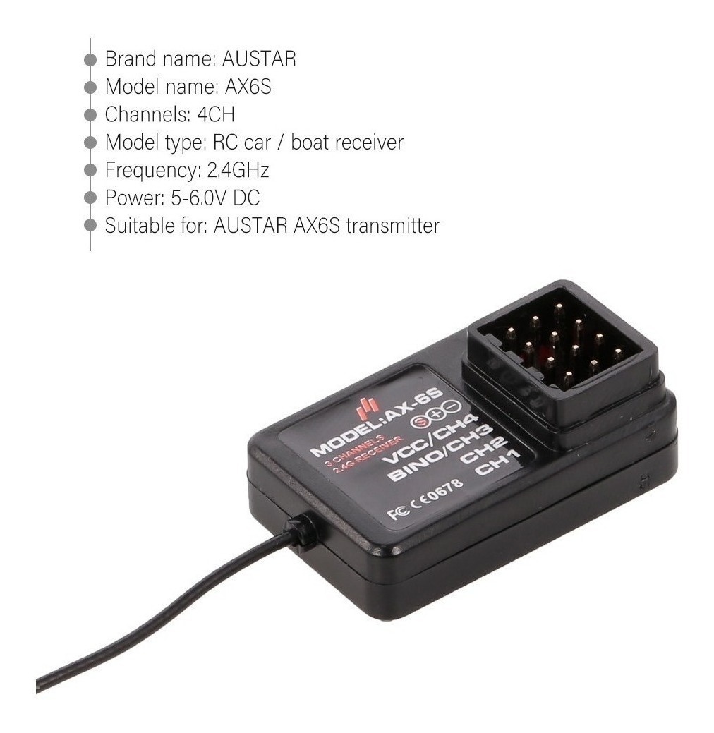 Austar Ax6s Receptor 4ch Para Carro Rc Barco Austar Ax6s - Imagem 9