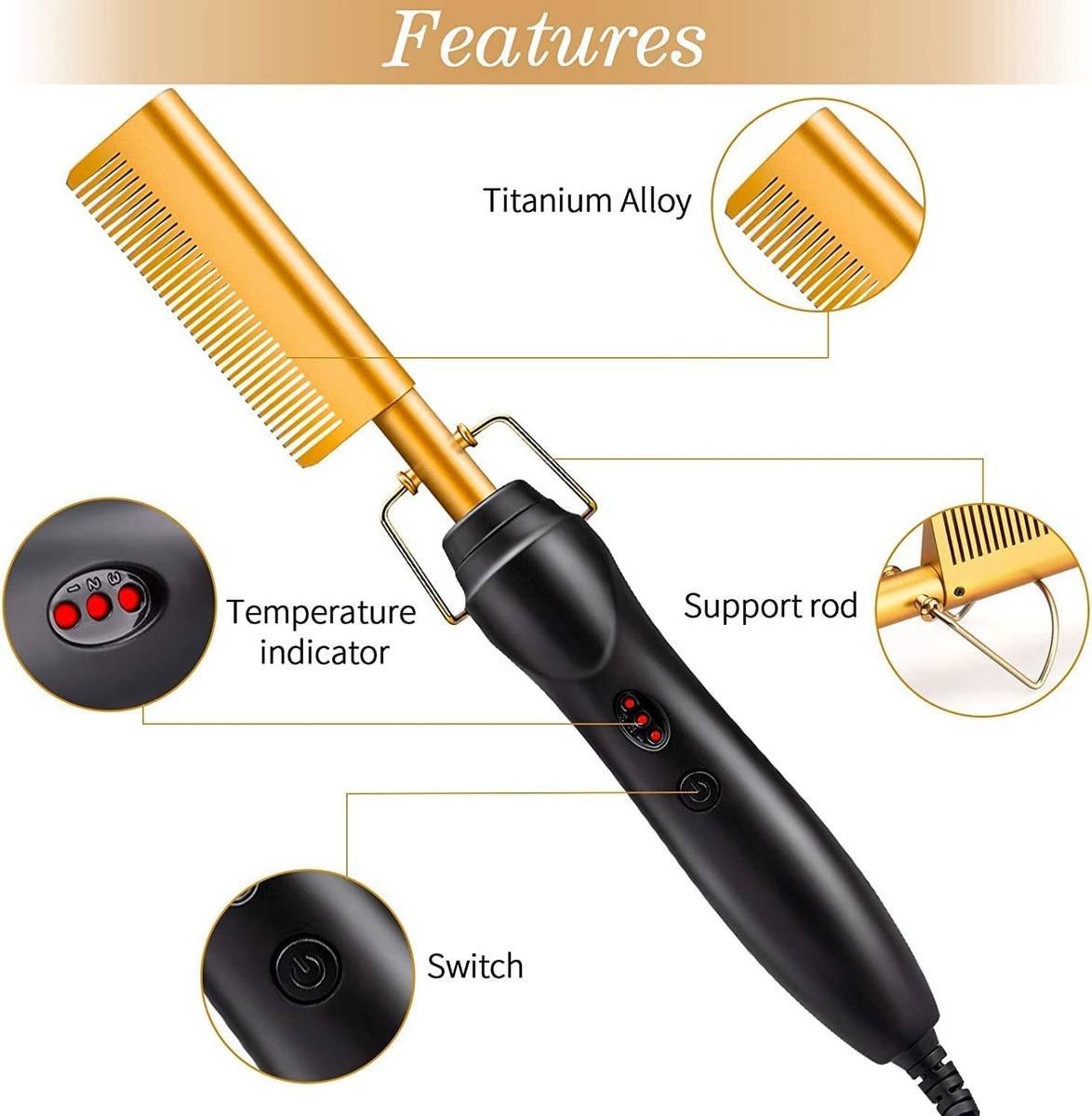 Alisador De Cabelo Elétrico Hot Comb 2 Em 1 - Imagem 5