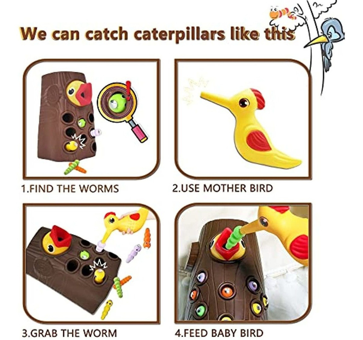 Brinquedo Montessori Magnetic Bird Feeding Baby Early Educat - Imagem 5