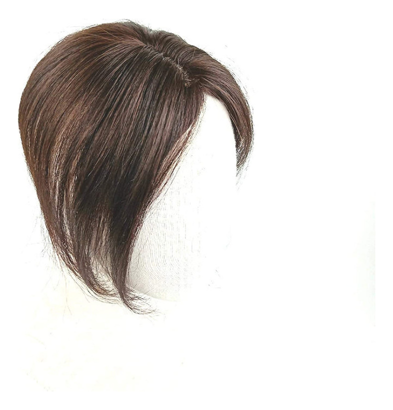 Toppers Clip Em Pedaços De Cabelo Humano Com Franja - Imagem 4