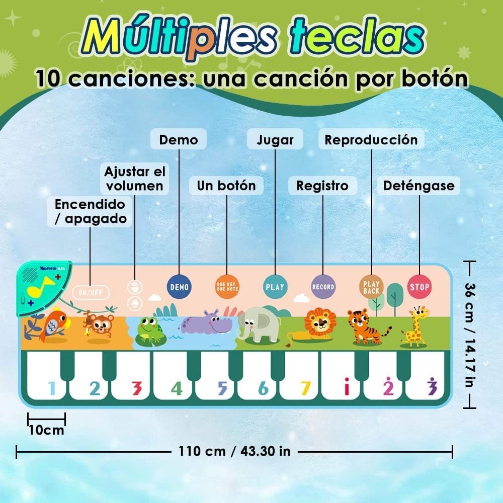Tapete Instrumento Musical Infantil Tapete Dança Piano 110cm - Imagem 4