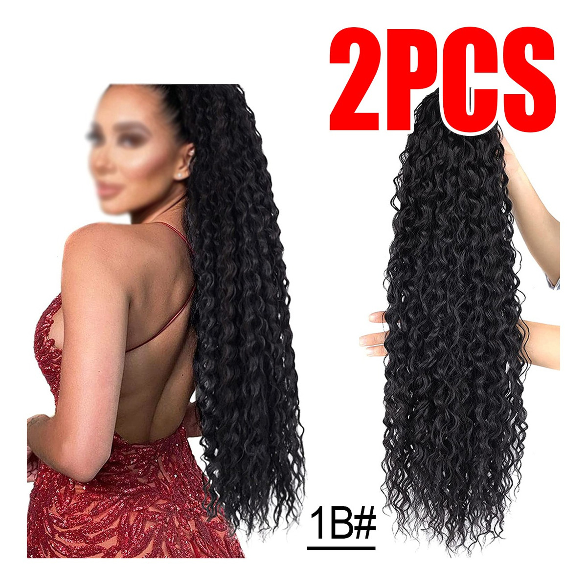 2pcs Afro Cacheada 60cm Peruca Fibra Crespa Cabelo Peruca Pe
