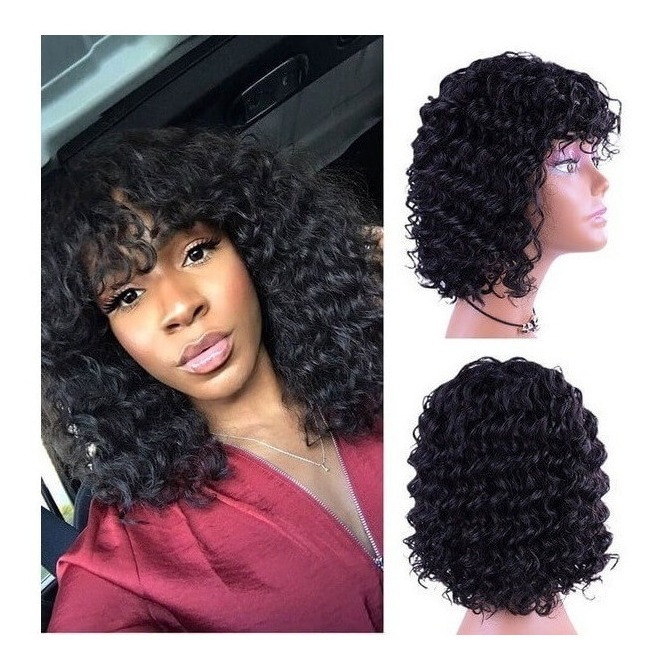 Peruca De Cabelo Humano Natural Com Onda De Água De 35cm